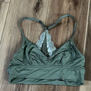 Green Lace Trim Bralette